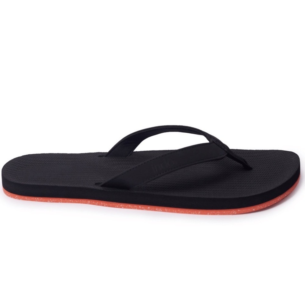 Indosole Mens Sneaker Sole Flip Flops Black Orange MSAFLP Size 7-8